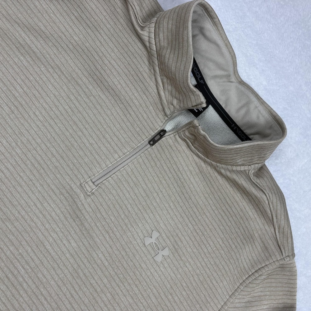 Under Armour Pullover Mens 2XL Beige Storm 1/4 Zip Mock Neck Golf Stretch